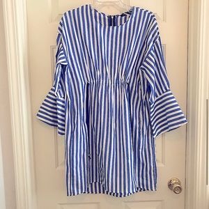 ZARA Striped dress with contrasting ties